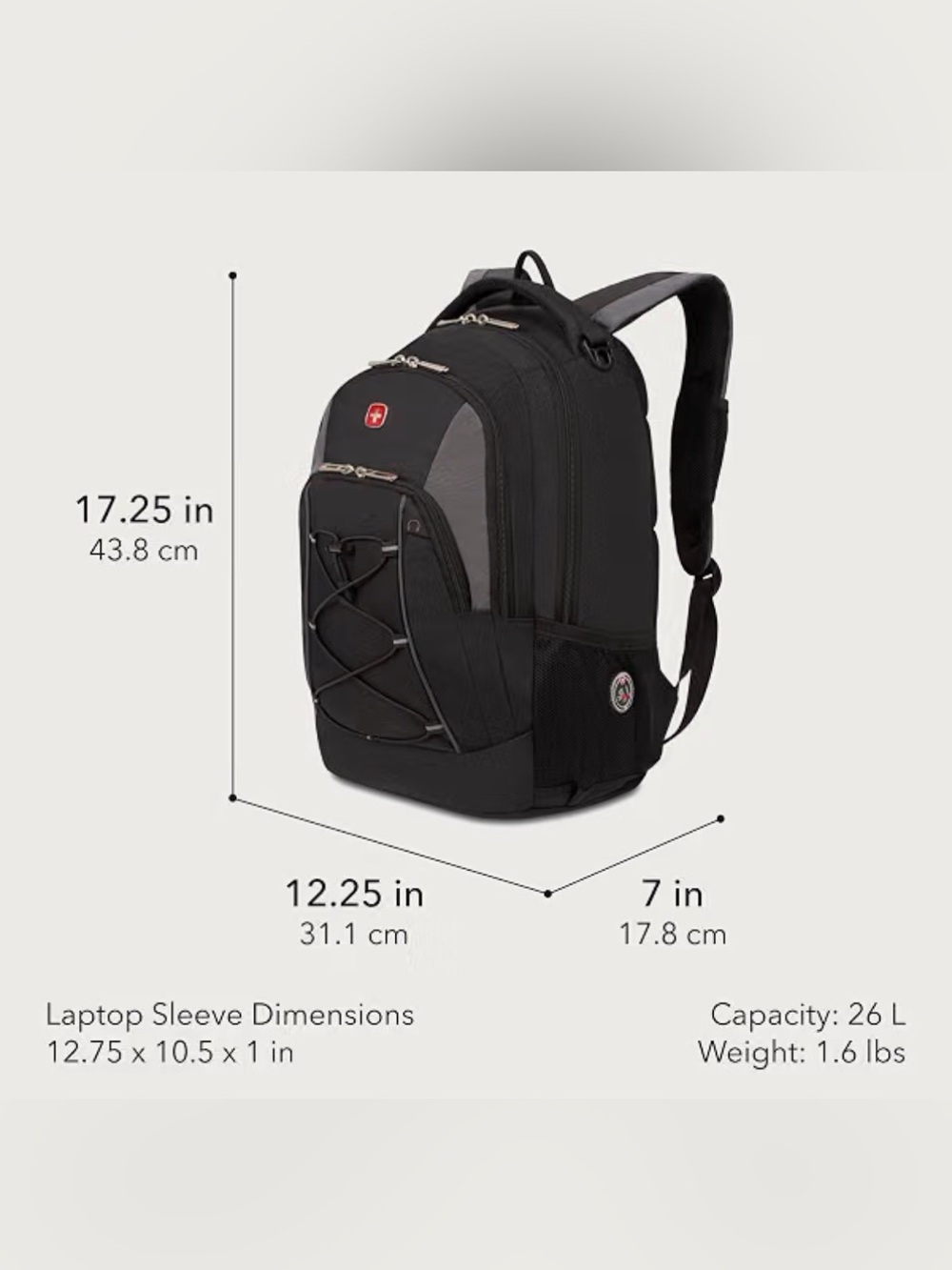 SwissGear Black and Gray Everyday Travel Backpack